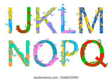 Alphabet of paint letters I,J,K,LM,N,O,P,Q. Part 2 of 3
