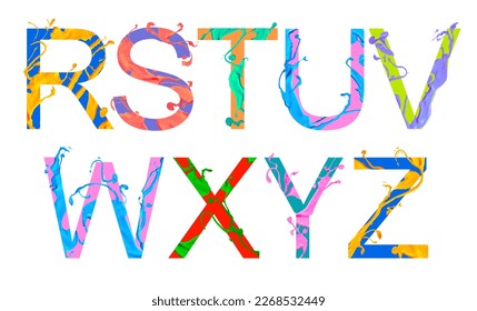 Alphabet of paint letters R,S,T,U,V,W,X,Y,Z. Part 3 of 3