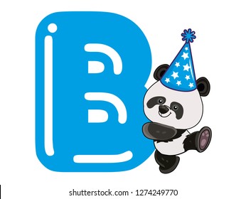 Alphabet With Panda, Boy and Blue Concept, B
