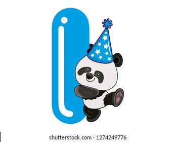 Alphabet With Panda, Boy and Blue Concept, I