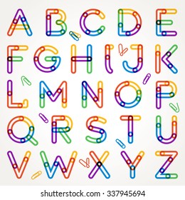 Alphabet from paper clip. Design template elements for your application or corporate identity.