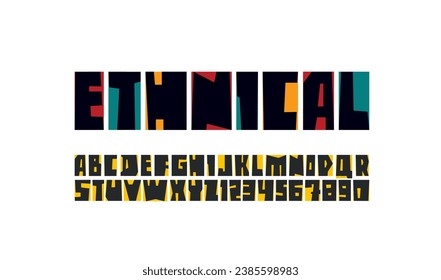 Alphabet paper cut font, cutout uppercase letters and numbers, vector illustration