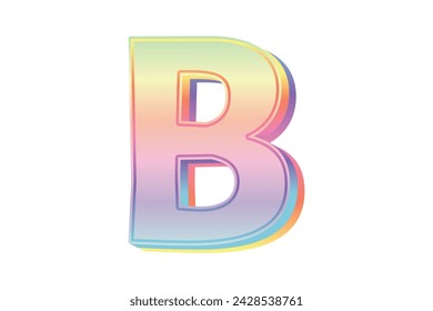 Alphabet Pastel Metallic Sticker Design