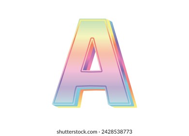 Alphabet Pastel Metallic Sticker Design