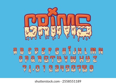 Alphabet Pastel Red Melting Cream Graffiti vector Letters