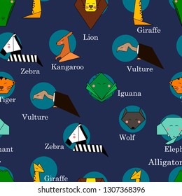 Alphabet pattern for kids. Set of funny cartoon animal characters. zoo on a bright background. Vector graphics