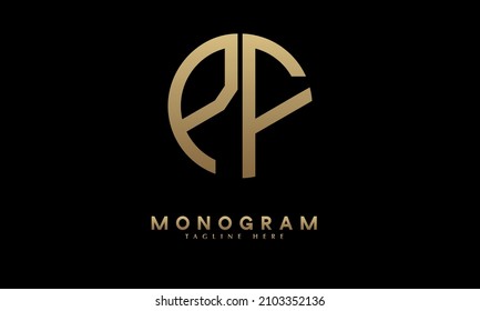 Alfabeto PF o FP ilustración monograma modelo de logotipo vectorial en forma redonda