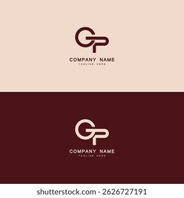 Plantilla de Vector de diseño de logotipo de letra PG GP. Icono de monograma de iniciales