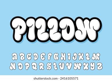 Alphabet Pillow White Fat Graffiti Font Type Vector