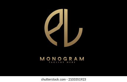 Alphabet PL or LP illustration monogram vector logo template in round shape