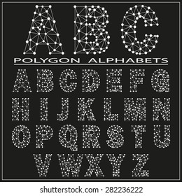 Alphabet polygon. Vector illustration. Font by triangles.