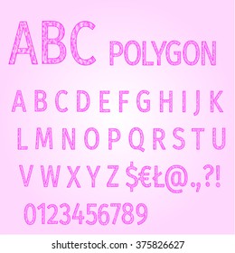 Alphabet of polygons purple mosaic vector illustration 