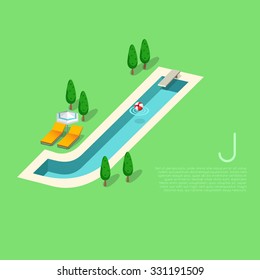 Alphabet with pool party elements : Letter J : Vector Illustration