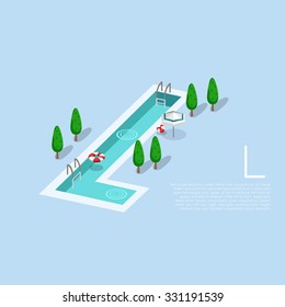 Alphabet with pool party elements : Letter L : Vector Illustration