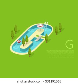 Alphabet with pool party elements : Letter G : Vector Illustration