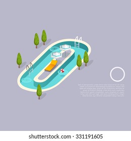 Alphabet with pool party elements : Letter O : Vector Illustration