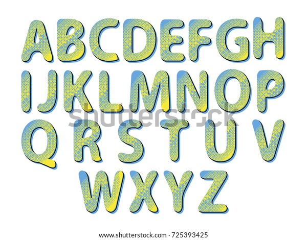 Alphabet Pop Art Style Yellow Blue Stock Image Download Now