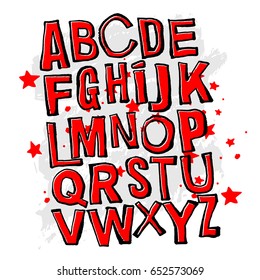 Alphabet poster, dry brush ink artistic modern calligraphy print.Handdrawn trendy design with authentic and unique scrapes and scratches for a logo, cards, invitations, posters, banners 