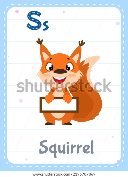 Alphabet Printable Flashcard Letter S Cartoon: เวกเตอร์สต็อก (ปลอดค่า ...