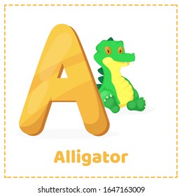 Alphabet printable flashcard vector with letter A
