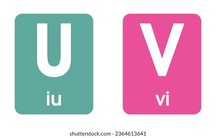 Alphabet Printable Flashcards Collection with Letter U, V
