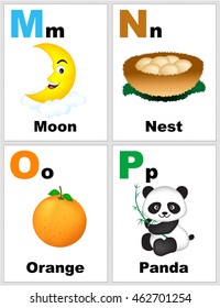 Alphabet printable flashcards collection with letter M N O P