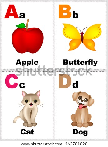 Alphabet Printable Flashcards Collection Letter B Stock Vector (Royalty ...