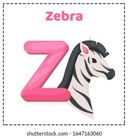 Alphabet printable flashcards vector with letter Z