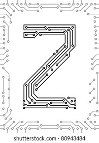 Alphabet of printed circuit boards. Easy to edit. Capital letter  Z