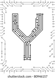 Alphabet of printed circuit boards. Easy to edit. Capital letter  Y