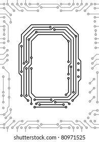 Alphabet of printed circuit boards. Easy to edit. Capital letter  O