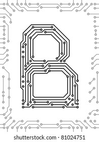 Alphabet of printed circuit boards. Easy to edit. Capital letter  B