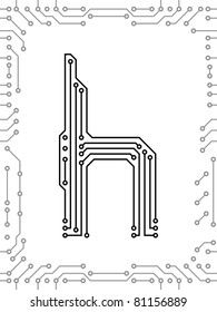 Alphabet of printed circuit boards. Easy to edit. Lowercase H