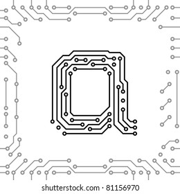 Alphabet of printed circuit boards. Easy to edit. Lowercase A