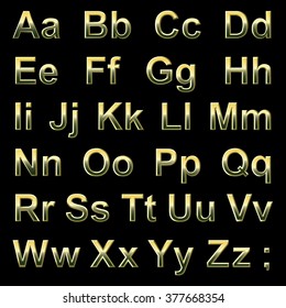 Alphabet pseudo 3d golden letters on a black