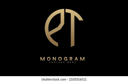 Alfabeto PT o TP ilustración monograma modelo de logotipo vectorial en forma redonda