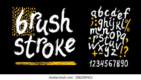 alphabet, punctuation marks, numbers brush vector script