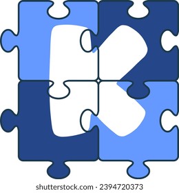an alphabet with a puzzle piece theme