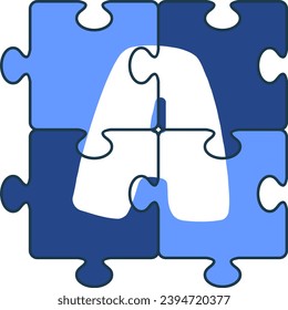 an alphabet with a puzzle piece theme
