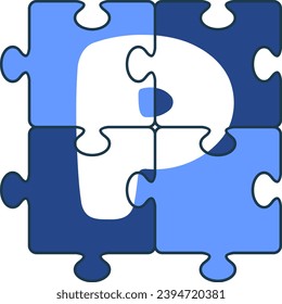 an alphabet with a puzzle piece theme