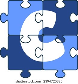 an alphabet with a puzzle piece theme