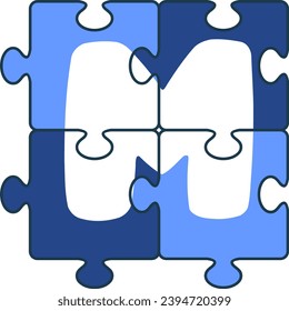 an alphabet with a puzzle piece theme