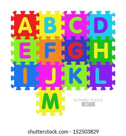 Alphabet puzzle. Vector.