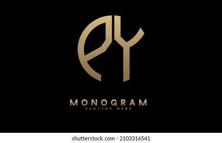 Ilustración Alphabet PY o YP monograma plantilla de logotipo vectorial en forma redonda