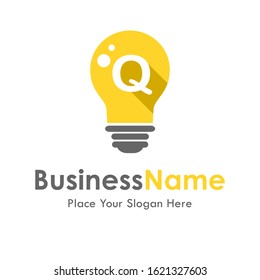 Alphabet Q bulb vector logo template. suitable for business, education and arts
