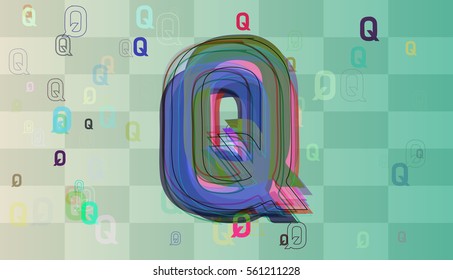 Alphabet Q elements icon