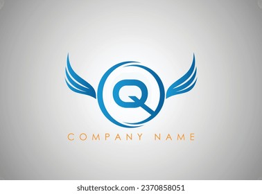 Alphabet Q falcon logo in modern and simple Eagle  