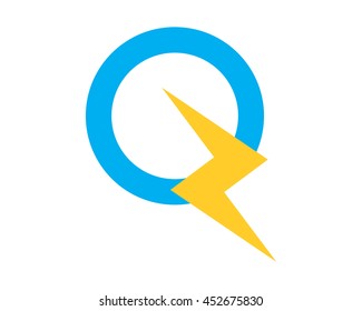 alphabet Q lightning typography typeset font image vector icon symbol