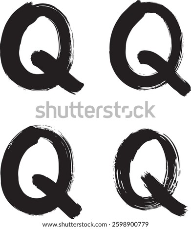 Alphabet Q logo and brush Stroke