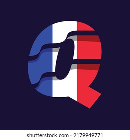 Alphabet Q logo design vector template illustration with flag of France